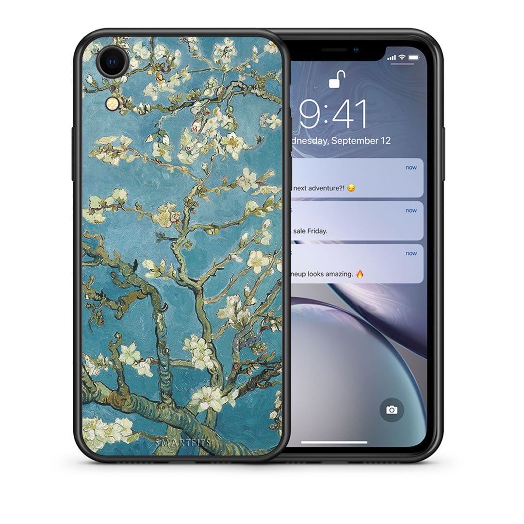 Θήκη iPhone XR White Blossoms από τη Smartfits με σχέδιο στο πίσω μέρος και μαύρο περίβλημα | iPhone XR White Blossoms case with colorful back and black bezels