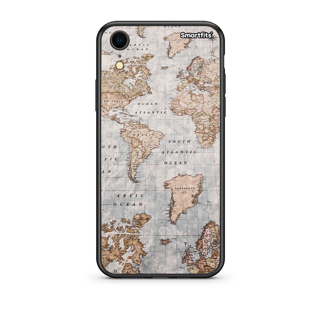 iphone xr World Map Θήκη από τη Smartfits με σχέδιο στο πίσω μέρος και μαύρο περίβλημα | Smartphone case with colorful back and black bezels by Smartfits