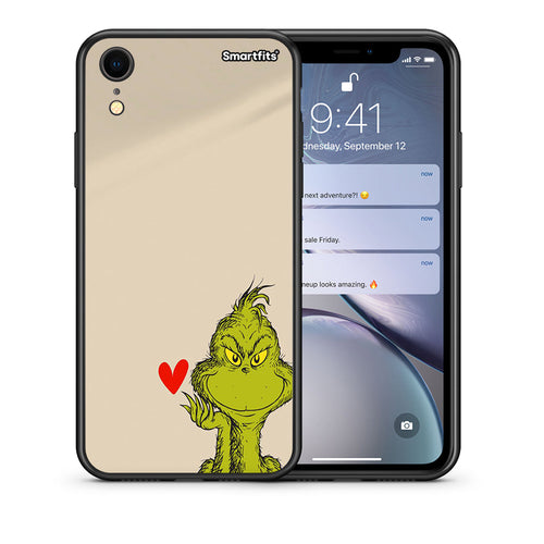 Θήκη iPhone XR Xmas Grinch από τη Smartfits με σχέδιο στο πίσω μέρος και μαύρο περίβλημα | iPhone XR Xmas Grinch case with colorful back and black bezels
