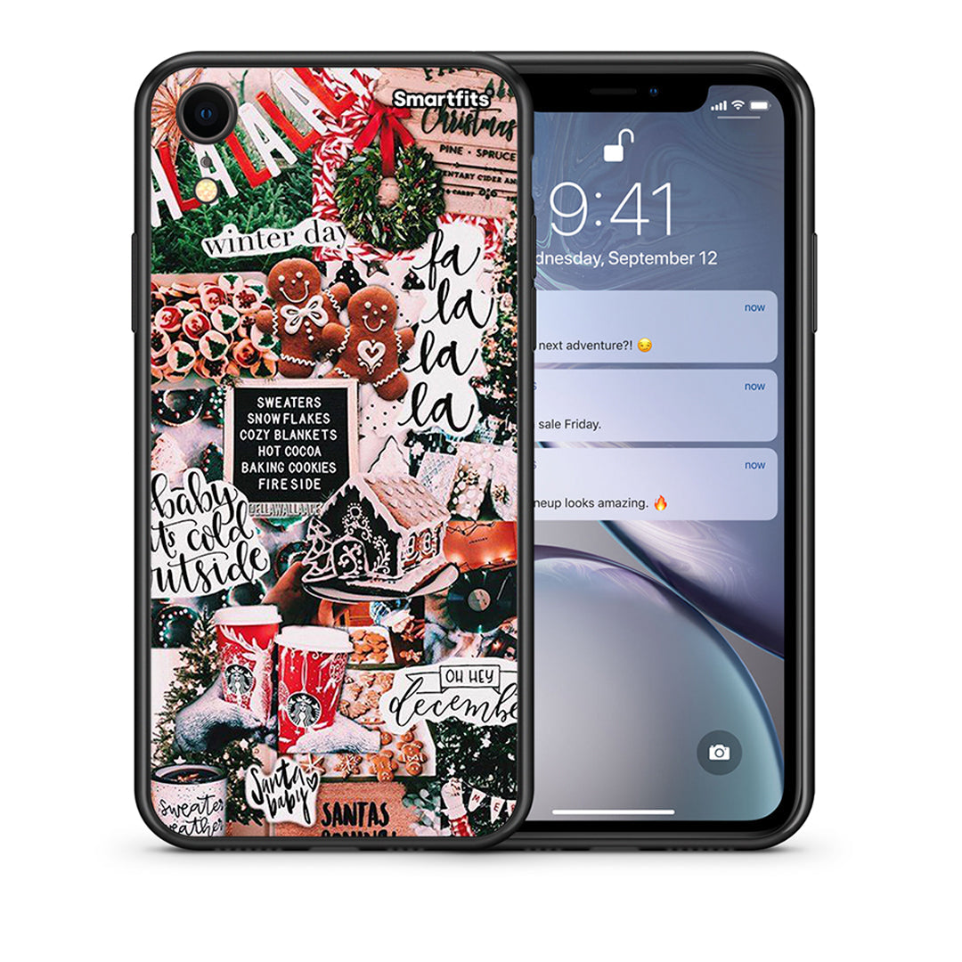 Θήκη iPhone XR Xmas Habbits από τη Smartfits με σχέδιο στο πίσω μέρος και μαύρο περίβλημα | iPhone XR Xmas Habbits case with colorful back and black bezels