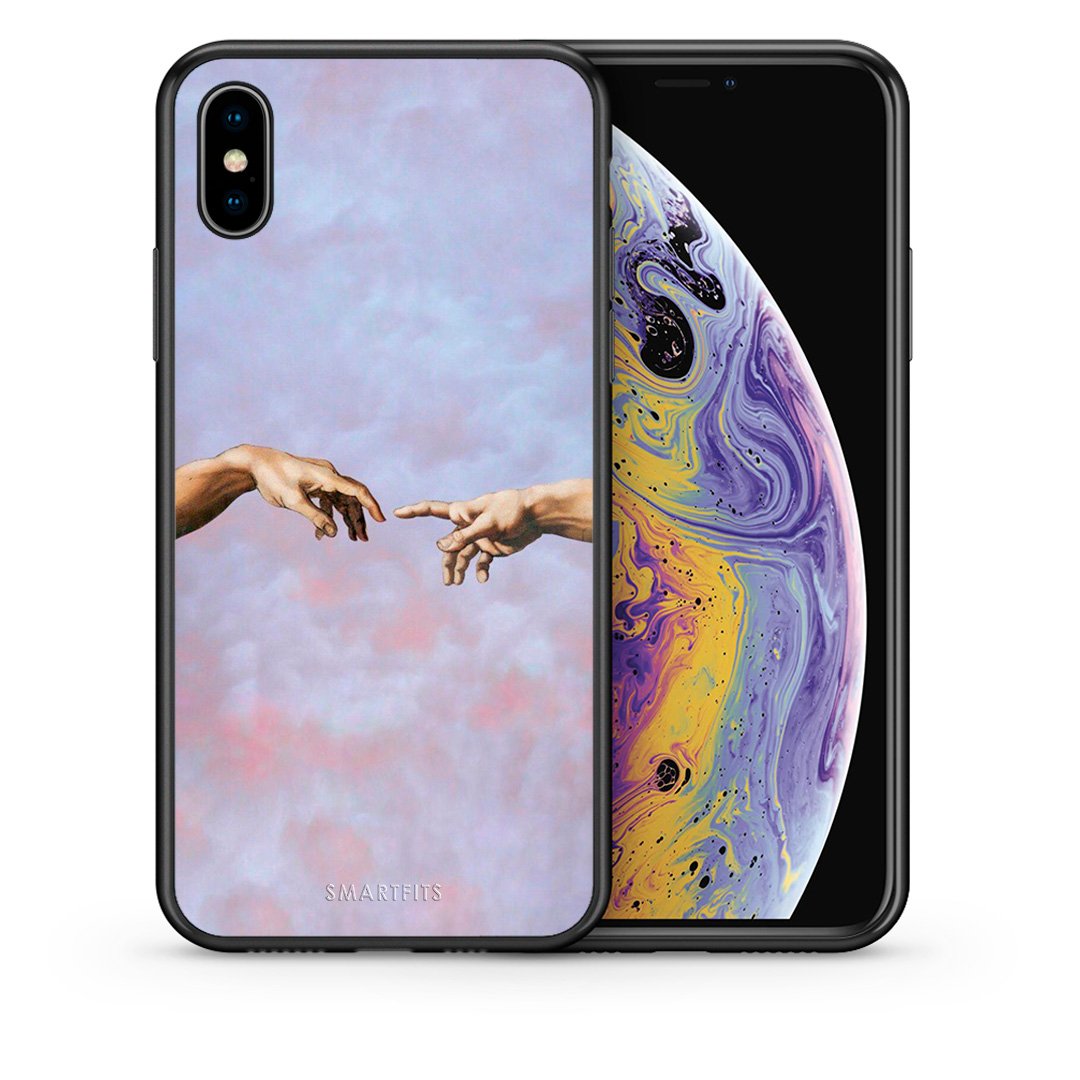Θήκη iPhone X/Xs Adam Hand από τη Smartfits με σχέδιο στο πίσω μέρος και μαύρο περίβλημα | iPhone X/Xs Adam Hand case with colorful back and black bezels
