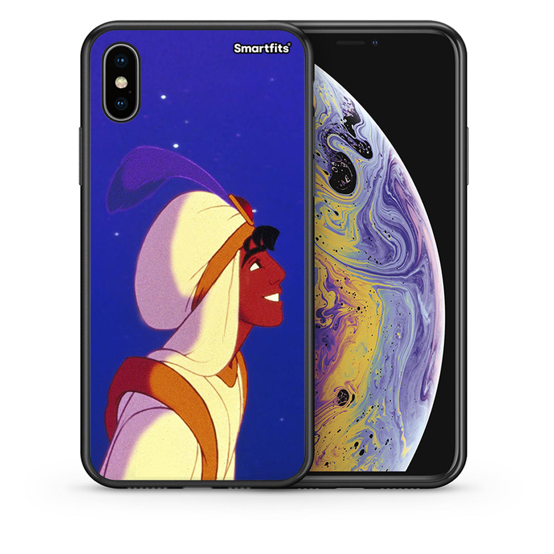 Θήκη iPhone X/Xs Alladin And Jasmine Love 1 από τη Smartfits με σχέδιο στο πίσω μέρος και μαύρο περίβλημα | iPhone X/Xs Alladin And Jasmine Love 1 case with colorful back and black bezels