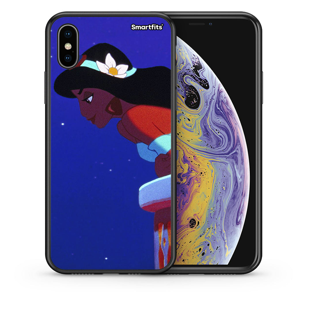 Θήκη iPhone Xs Max Alladin And Jasmine Love 2 από τη Smartfits με σχέδιο στο πίσω μέρος και μαύρο περίβλημα | iPhone Xs Max Alladin And Jasmine Love 2 case with colorful back and black bezels