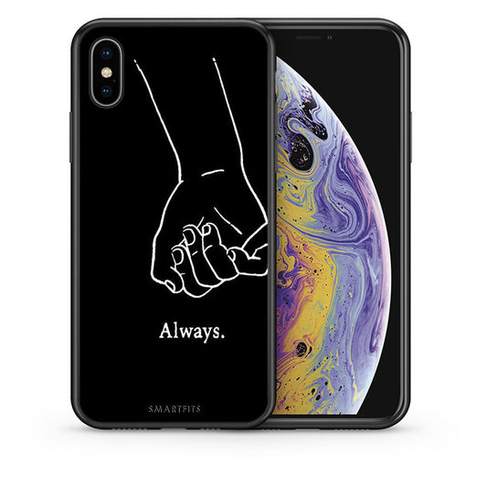 Θήκη Αγίου Βαλεντίνου iPhone Xs Max Always & Forever 1 από τη Smartfits με σχέδιο στο πίσω μέρος και μαύρο περίβλημα | iPhone Xs Max Always & Forever 1 case with colorful back and black bezels