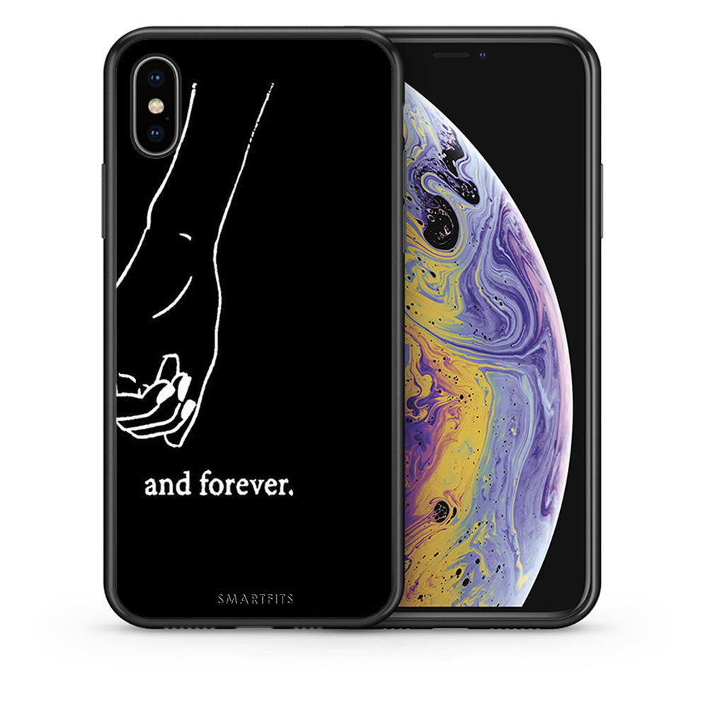 Θήκη Αγίου Βαλεντίνου iPhone Xs Max Always & Forever 2 από τη Smartfits με σχέδιο στο πίσω μέρος και μαύρο περίβλημα | iPhone Xs Max Always & Forever 2 case with colorful back and black bezels