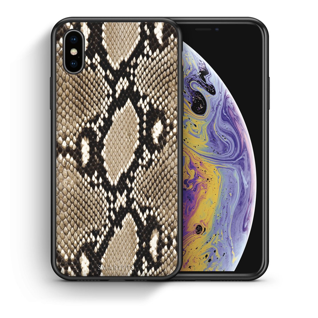 Θήκη iPhone X/Xs Fashion Snake Animal από τη Smartfits με σχέδιο στο πίσω μέρος και μαύρο περίβλημα | iPhone X/Xs Fashion Snake Animal case with colorful back and black bezels