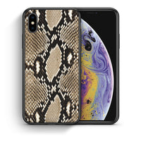 Thumbnail for Θήκη iPhone X/Xs Fashion Snake Animal από τη Smartfits με σχέδιο στο πίσω μέρος και μαύρο περίβλημα | iPhone X/Xs Fashion Snake Animal case with colorful back and black bezels