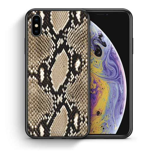 Θήκη iPhone Xs Max Fashion Snake Animal από τη Smartfits με σχέδιο στο πίσω μέρος και μαύρο περίβλημα | iPhone Xs Max Fashion Snake Animal case with colorful back and black bezels
