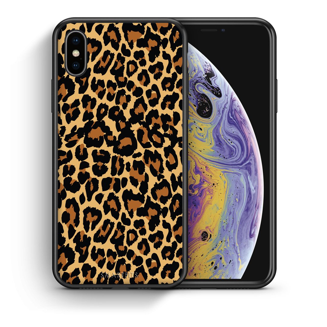 Θήκη iPhone Xs Max Leopard Animal από τη Smartfits με σχέδιο στο πίσω μέρος και μαύρο περίβλημα | iPhone Xs Max Leopard Animal case with colorful back and black bezels