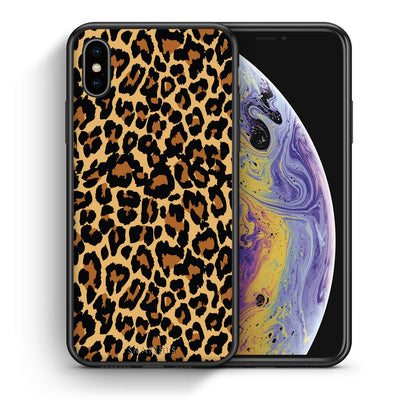 Θήκη iPhone Xs Max Leopard Animal από τη Smartfits με σχέδιο στο πίσω μέρος και μαύρο περίβλημα | iPhone Xs Max Leopard Animal case with colorful back and black bezels