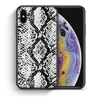 Thumbnail for Θήκη iPhone X/Xs White Snake Animal από τη Smartfits με σχέδιο στο πίσω μέρος και μαύρο περίβλημα | iPhone X/Xs White Snake Animal case with colorful back and black bezels