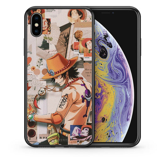 Θήκη iPhone X/Xs Anime Collage από τη Smartfits με σχέδιο στο πίσω μέρος και μαύρο περίβλημα | iPhone X/Xs Anime Collage case with colorful back and black bezels