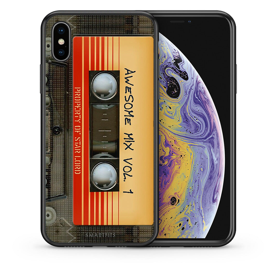 Θήκη iPhone X/Xs Awesome Mix από τη Smartfits με σχέδιο στο πίσω μέρος και μαύρο περίβλημα | iPhone X/Xs Awesome Mix case with colorful back and black bezels