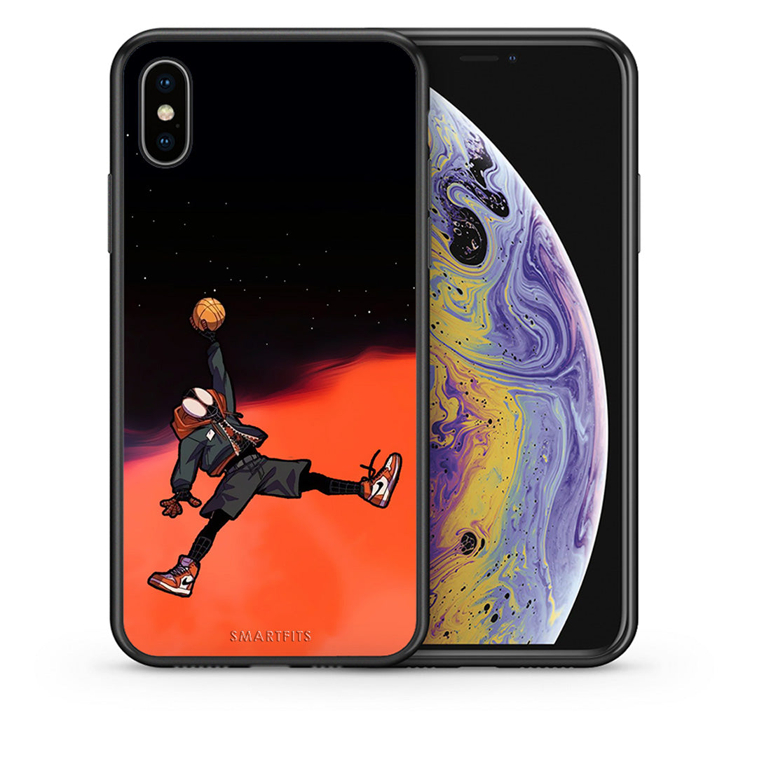 Θήκη iPhone Xs Max Basketball Hero από τη Smartfits με σχέδιο στο πίσω μέρος και μαύρο περίβλημα | iPhone Xs Max Basketball Hero case with colorful back and black bezels
