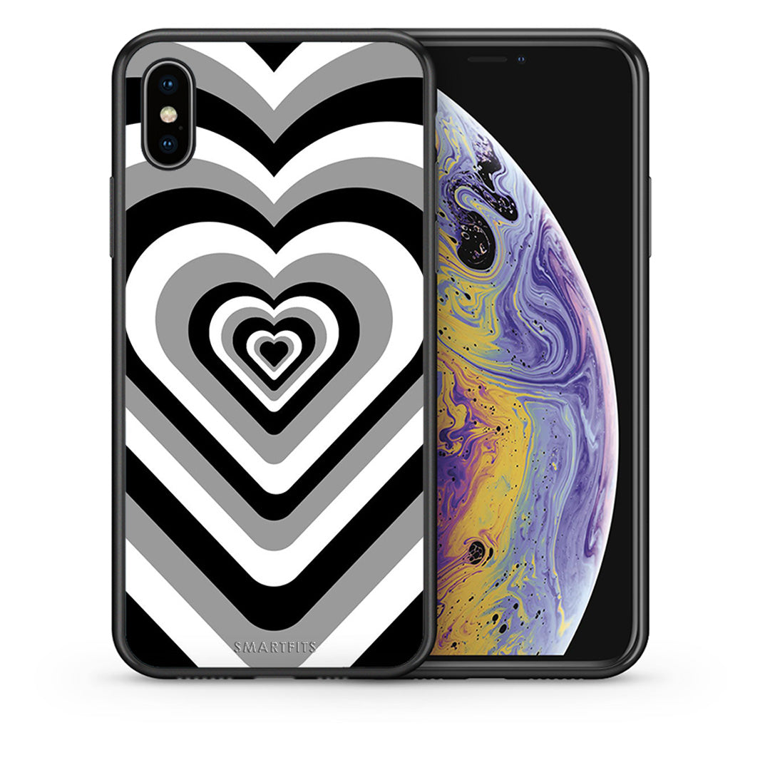 Θήκη iPhone Xs Max Black Hearts από τη Smartfits με σχέδιο στο πίσω μέρος και μαύρο περίβλημα | iPhone Xs Max Black Hearts case with colorful back and black bezels