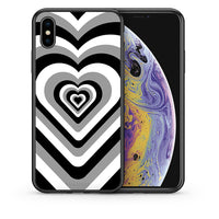 Thumbnail for Θήκη iPhone Xs Max Black Hearts από τη Smartfits με σχέδιο στο πίσω μέρος και μαύρο περίβλημα | iPhone Xs Max Black Hearts case with colorful back and black bezels