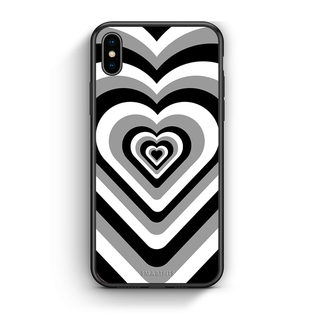 iPhone X/Xs Black Hearts θήκη από τη Smartfits με σχέδιο στο πίσω μέρος και μαύρο περίβλημα | Smartphone case with colorful back and black bezels by Smartfits