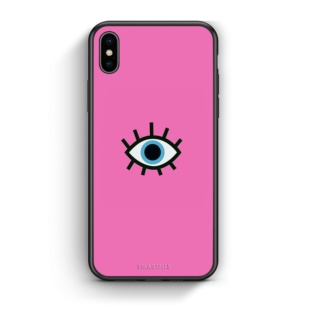 iPhone X/Xs Blue Eye Pink θήκη από τη Smartfits με σχέδιο στο πίσω μέρος και μαύρο περίβλημα | Smartphone case with colorful back and black bezels by Smartfits