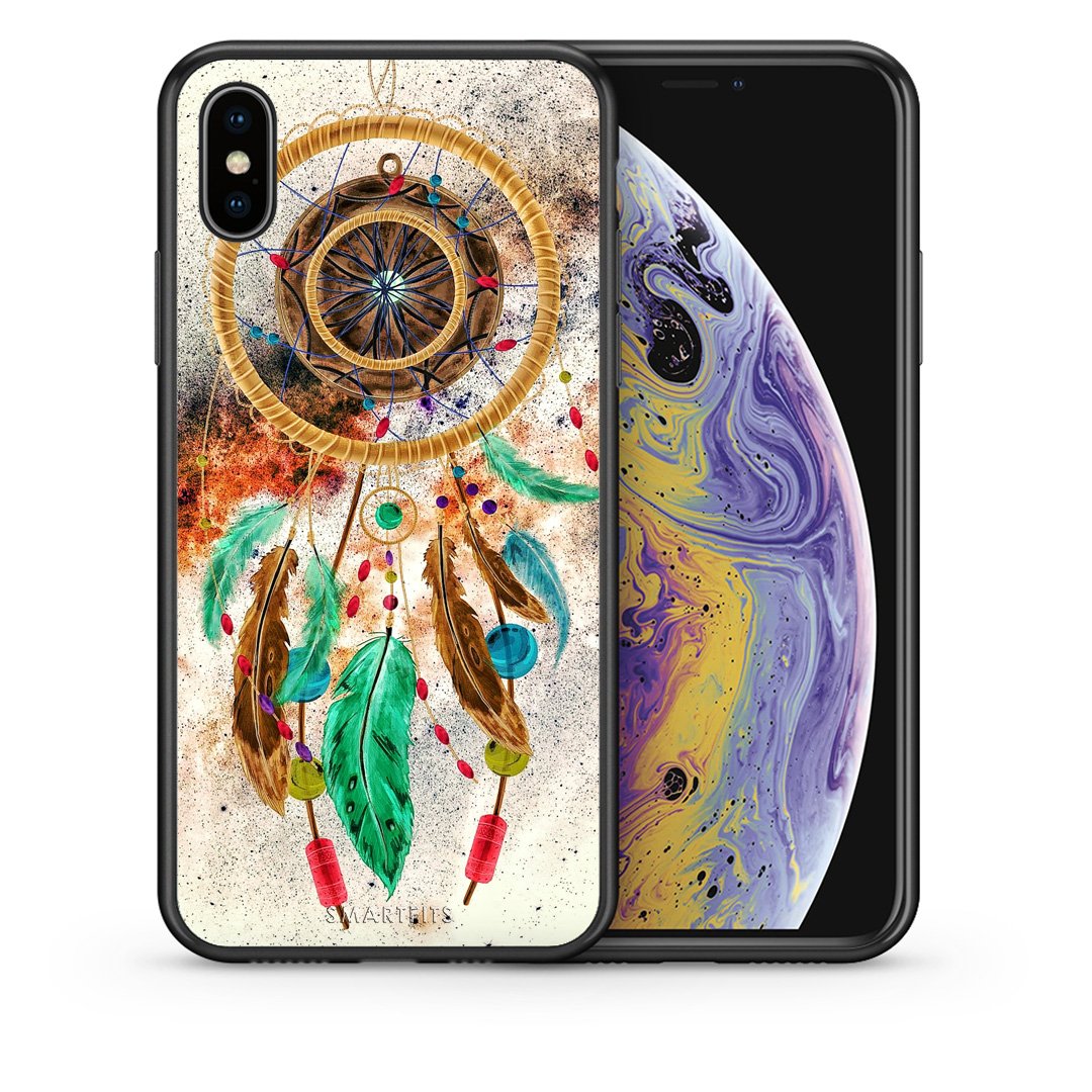 Θήκη iPhone Xs Max DreamCatcher Boho από τη Smartfits με σχέδιο στο πίσω μέρος και μαύρο περίβλημα | iPhone Xs Max DreamCatcher Boho case with colorful back and black bezels