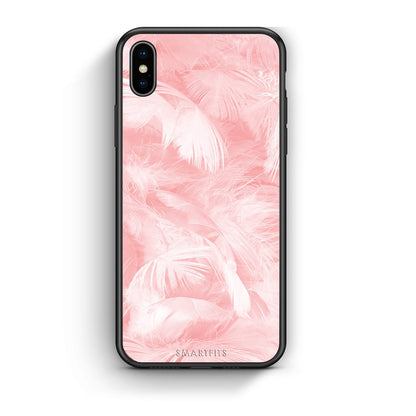 33 - iPhone X/Xs Pink Feather Boho case, cover, bumper
