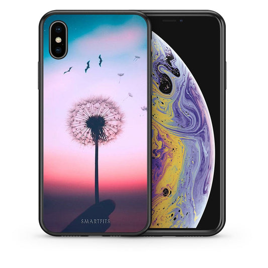 Θήκη iPhone X/Xs Wish Boho από τη Smartfits με σχέδιο στο πίσω μέρος και μαύρο περίβλημα | iPhone X/Xs Wish Boho case with colorful back and black bezels