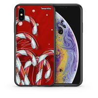 Thumbnail for Θήκη iPhone X/Xs Candy Cane από τη Smartfits με σχέδιο στο πίσω μέρος και μαύρο περίβλημα | iPhone X/Xs Candy Cane case with colorful back and black bezels