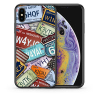 Thumbnail for Θήκη iPhone Xs Max Car Plates από τη Smartfits με σχέδιο στο πίσω μέρος και μαύρο περίβλημα | iPhone Xs Max Car Plates case with colorful back and black bezels