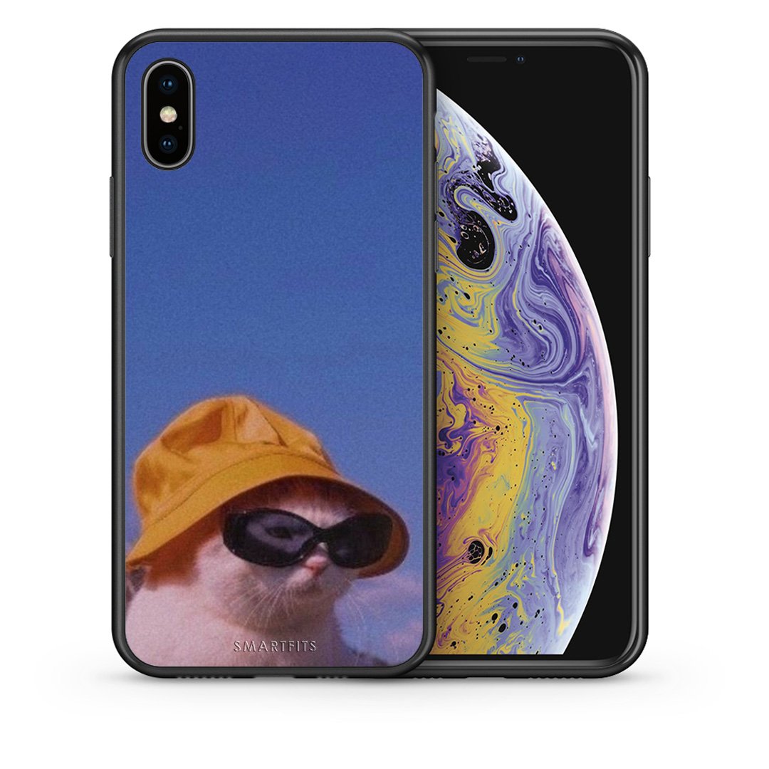Θήκη iPhone X/Xs Cat Diva από τη Smartfits με σχέδιο στο πίσω μέρος και μαύρο περίβλημα | iPhone X/Xs Cat Diva case with colorful back and black bezels