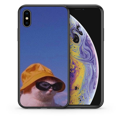 Θήκη iPhone X/Xs Cat Diva από τη Smartfits με σχέδιο στο πίσω μέρος και μαύρο περίβλημα | iPhone X/Xs Cat Diva case with colorful back and black bezels