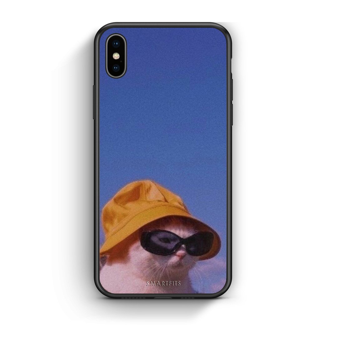 iPhone X/Xs Cat Diva θήκη από τη Smartfits με σχέδιο στο πίσω μέρος και μαύρο περίβλημα | Smartphone case with colorful back and black bezels by Smartfits