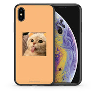Thumbnail for Θήκη iPhone Xs Max Cat Tongue από τη Smartfits με σχέδιο στο πίσω μέρος και μαύρο περίβλημα | iPhone Xs Max Cat Tongue case with colorful back and black bezels