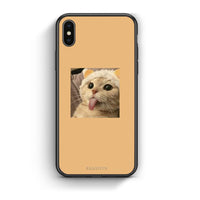 Thumbnail for iphone xs max Cat Tongue θήκη από τη Smartfits με σχέδιο στο πίσω μέρος και μαύρο περίβλημα | Smartphone case with colorful back and black bezels by Smartfits