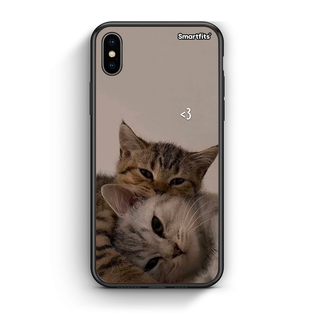 iphone xs max Cats In Love Θήκη από τη Smartfits με σχέδιο στο πίσω μέρος και μαύρο περίβλημα | Smartphone case with colorful back and black bezels by Smartfits