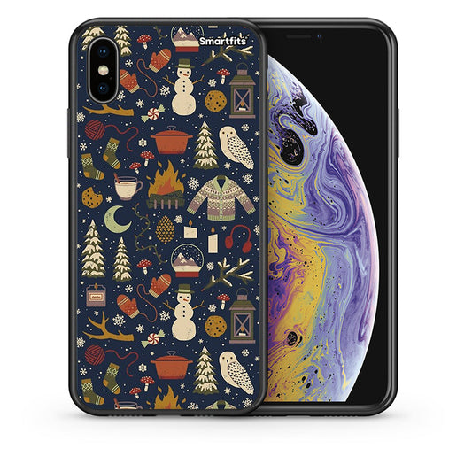 Θήκη iPhone Xs Max Christmas Elements από τη Smartfits με σχέδιο στο πίσω μέρος και μαύρο περίβλημα | iPhone Xs Max Christmas Elements case with colorful back and black bezels
