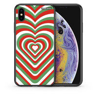 Thumbnail for Θήκη iPhone X/Xs Christmas Hearts από τη Smartfits με σχέδιο στο πίσω μέρος και μαύρο περίβλημα | iPhone X/Xs Christmas Hearts case with colorful back and black bezels