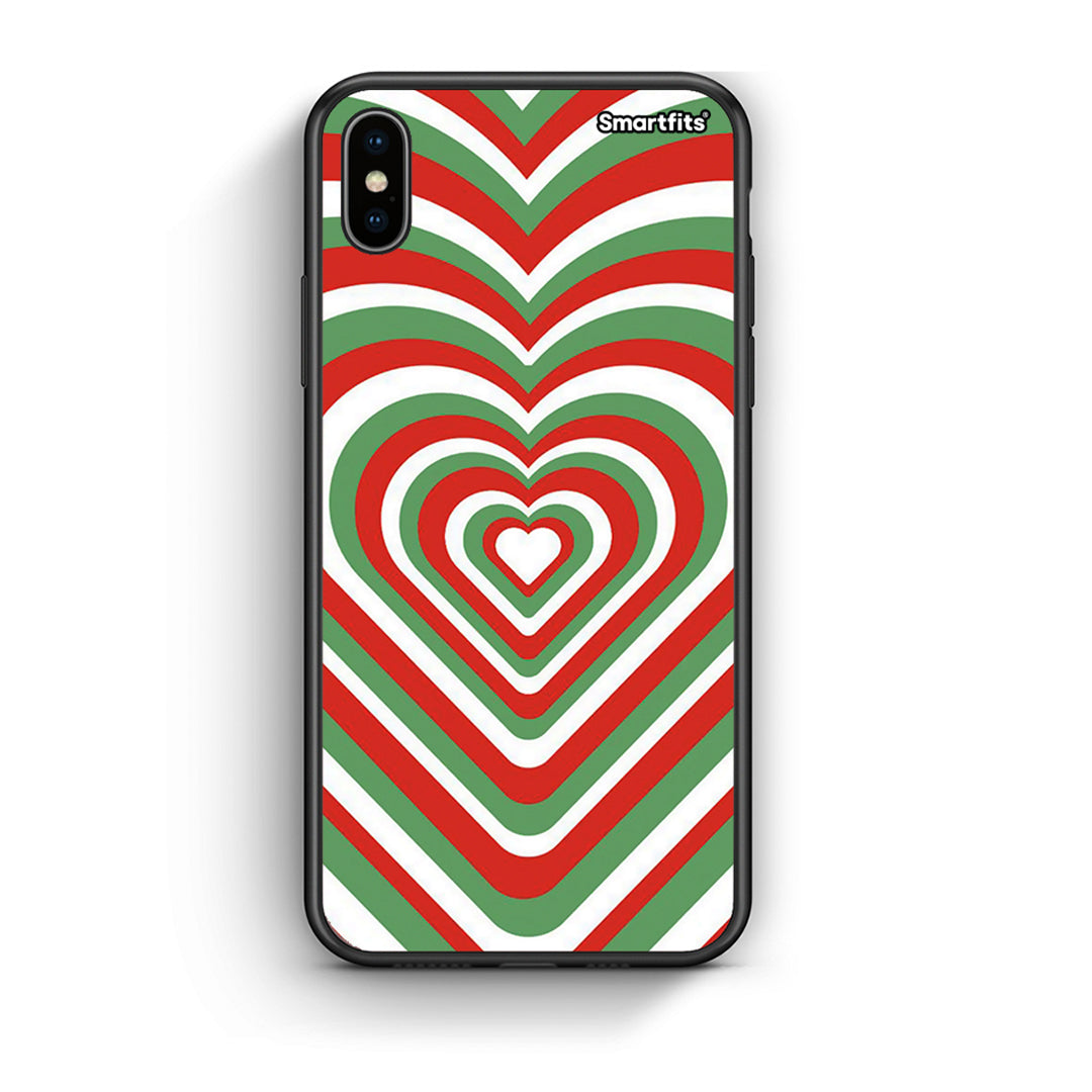 iphone xs max Christmas Hearts θήκη από τη Smartfits με σχέδιο στο πίσω μέρος και μαύρο περίβλημα | Smartphone case with colorful back and black bezels by Smartfits