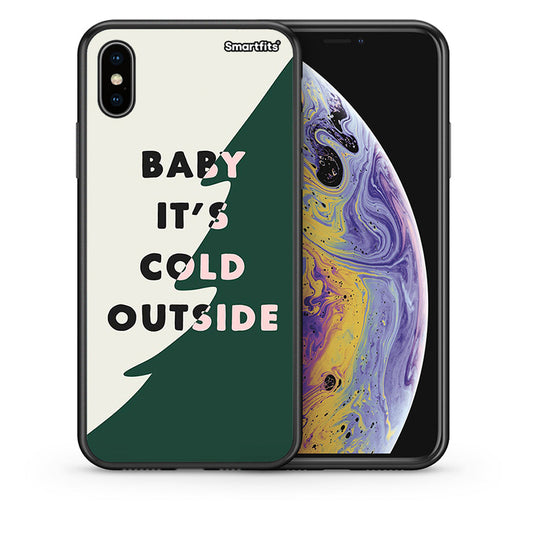Θήκη iPhone X/Xs Cold Outside από τη Smartfits με σχέδιο στο πίσω μέρος και μαύρο περίβλημα | iPhone X/Xs Cold Outside case with colorful back and black bezels