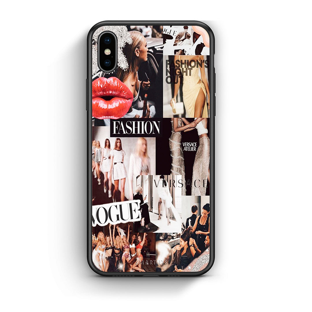 iPhone X / Xs Collage Fashion Θήκη Αγίου Βαλεντίνου από τη Smartfits με σχέδιο στο πίσω μέρος και μαύρο περίβλημα | Smartphone case with colorful back and black bezels by Smartfits