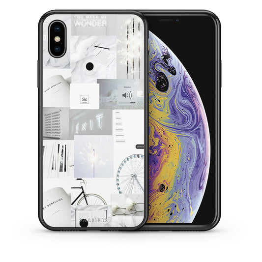 Θήκη Αγίου Βαλεντίνου iPhone Xs Max Collage Make Me Wonder από τη Smartfits με σχέδιο στο πίσω μέρος και μαύρο περίβλημα | iPhone Xs Max Collage Make Me Wonder case with colorful back and black bezels