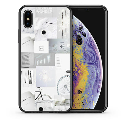 Θήκη Αγίου Βαλεντίνου iPhone X / Xs Collage Make Me Wonder από τη Smartfits με σχέδιο στο πίσω μέρος και μαύρο περίβλημα | iPhone X / Xs Collage Make Me Wonder case with colorful back and black bezels