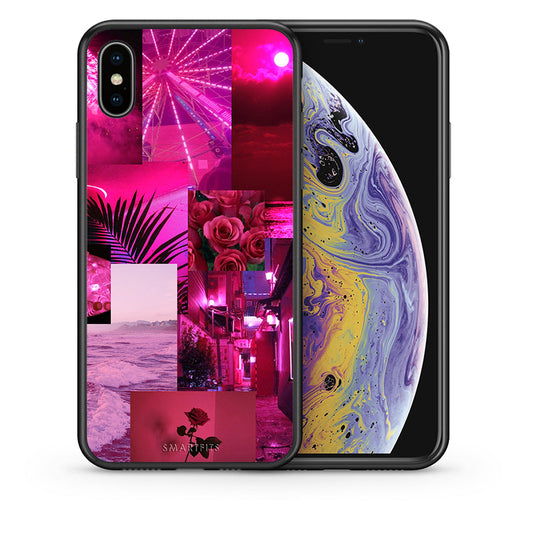 Θήκη Αγίου Βαλεντίνου iPhone Xs Max Collage Red Roses από τη Smartfits με σχέδιο στο πίσω μέρος και μαύρο περίβλημα | iPhone Xs Max Collage Red Roses case with colorful back and black bezels
