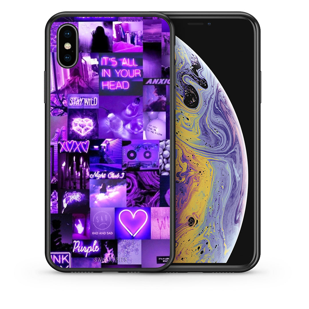 Θήκη Αγίου Βαλεντίνου iPhone Xs Max Collage Stay Wild από τη Smartfits με σχέδιο στο πίσω μέρος και μαύρο περίβλημα | iPhone Xs Max Collage Stay Wild case with colorful back and black bezels