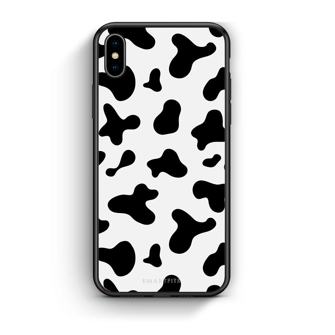 iPhone X/Xs Cow Print θήκη από τη Smartfits με σχέδιο στο πίσω μέρος και μαύρο περίβλημα | Smartphone case with colorful back and black bezels by Smartfits