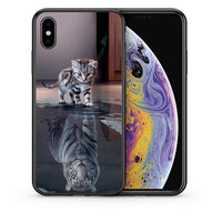 Thumbnail for Θήκη iPhone Xs Max Tiger Cute από τη Smartfits με σχέδιο στο πίσω μέρος και μαύρο περίβλημα | iPhone Xs Max Tiger Cute case with colorful back and black bezels