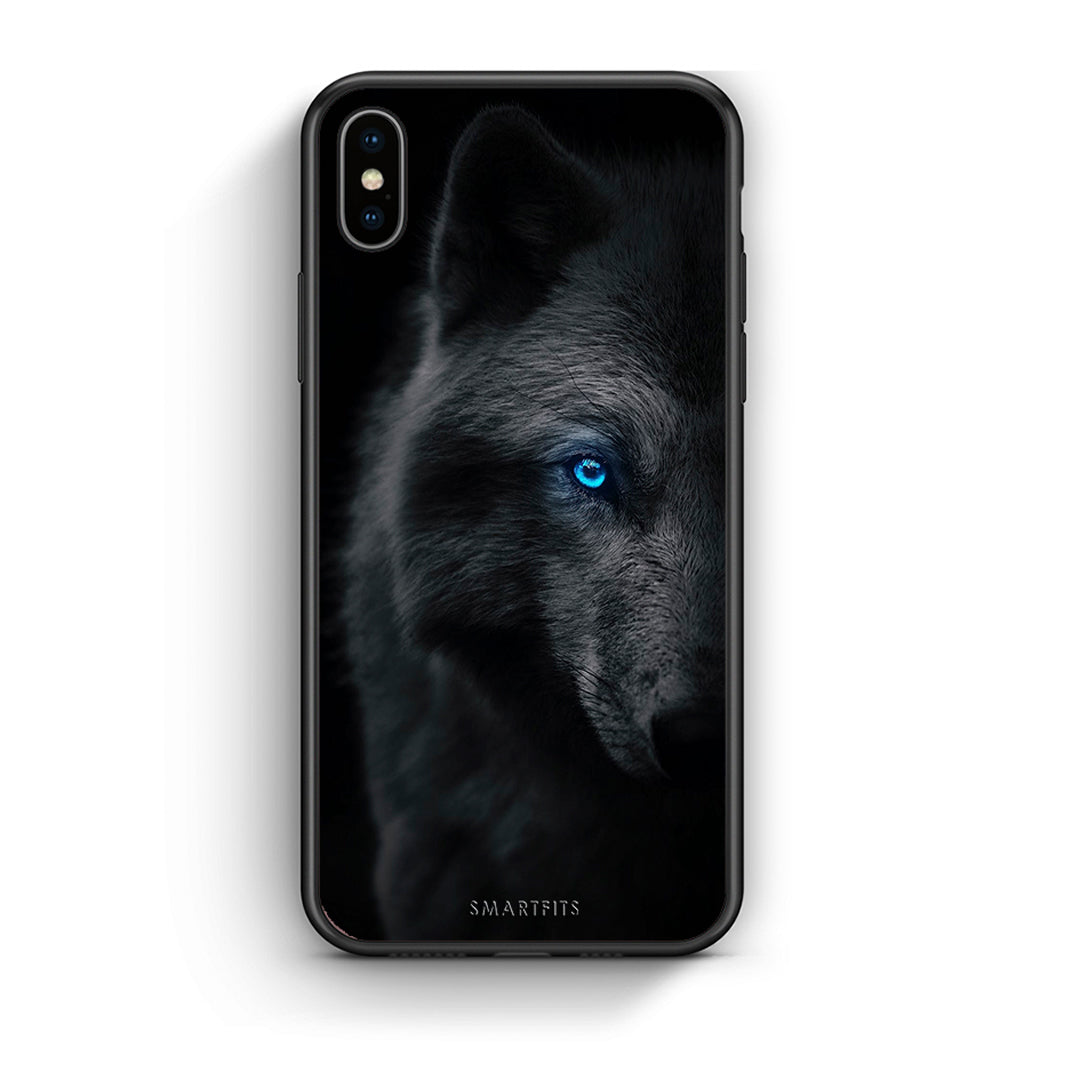 iphone xs max Dark Wolf θήκη από τη Smartfits με σχέδιο στο πίσω μέρος και μαύρο περίβλημα | Smartphone case with colorful back and black bezels by Smartfits