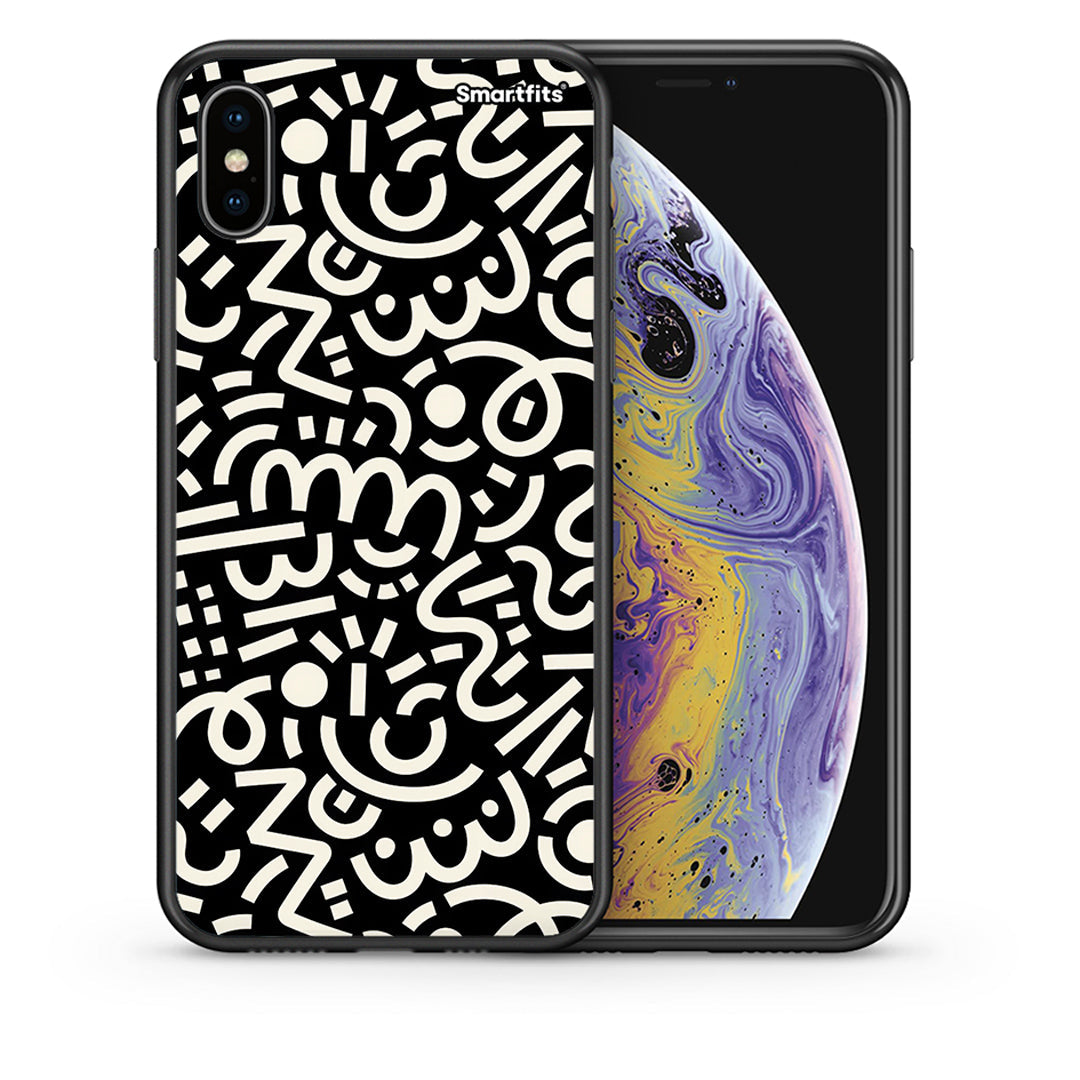 Θήκη iPhone X / Xs Doodle Art από τη Smartfits με σχέδιο στο πίσω μέρος και μαύρο περίβλημα | iPhone X / Xs Doodle Art case with colorful back and black bezels