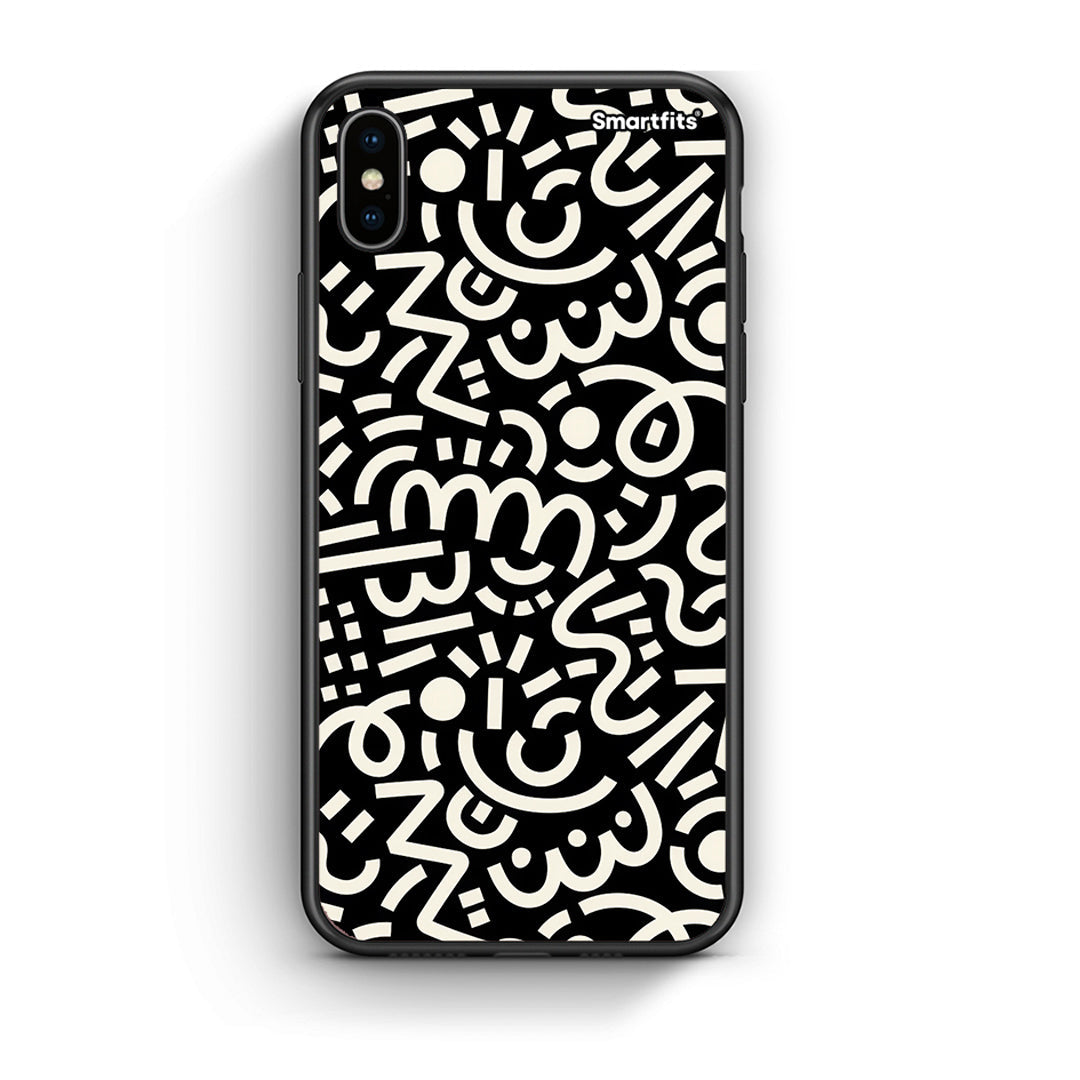 iPhone X / Xs Doodle Art Θήκη από τη Smartfits με σχέδιο στο πίσω μέρος και μαύρο περίβλημα | Smartphone case with colorful back and black bezels by Smartfits