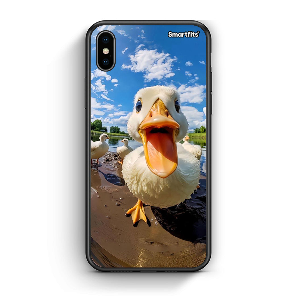 iphone xs max Duck Face θήκη από τη Smartfits με σχέδιο στο πίσω μέρος και μαύρο περίβλημα | Smartphone case with colorful back and black bezels by Smartfits