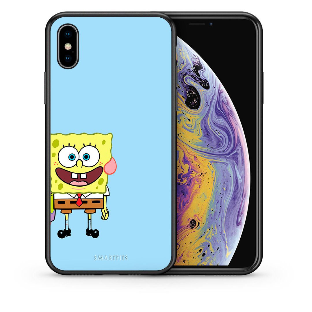 Θήκη iPhone Xs Max Friends Bob από τη Smartfits με σχέδιο στο πίσω μέρος και μαύρο περίβλημα | iPhone Xs Max Friends Bob case with colorful back and black bezels