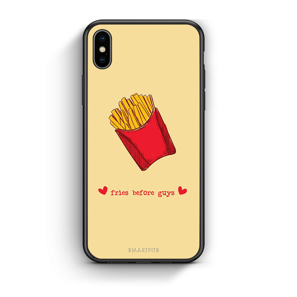 iPhone X / Xs Fries Before Guys Θήκη Αγίου Βαλεντίνου από τη Smartfits με σχέδιο στο πίσω μέρος και μαύρο περίβλημα | Smartphone case with colorful back and black bezels by Smartfits